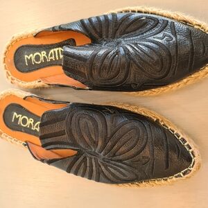 Black Women's Espadrille Shoes Mule